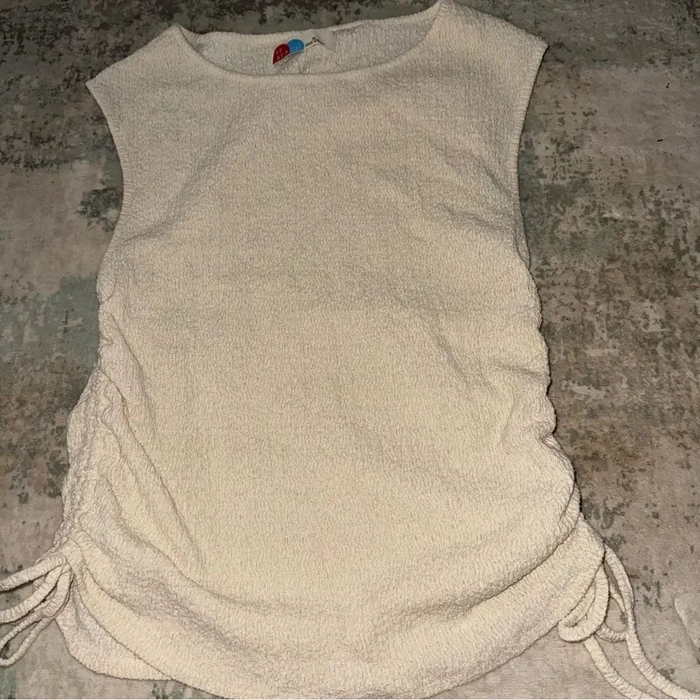 Free People Cream Textured Tank Top